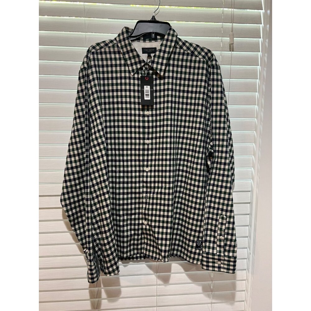 Ted Baker Long Sleeve Button Up‎ Flannel Shirt NWT - MSRP $160 Size 7/XXL
